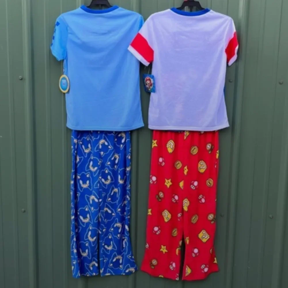 Boys Mario & Sonic Short Sleeve Top & Sleep Pants Pajama 2, 2-Piece Sets Size L